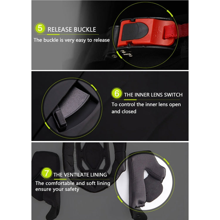 Soman 955 Skyeye Motorcycle Full / Open Face Bluetooth Helmet Headset Full Face, Supports Answer / Hang Up Calls(Black Green)