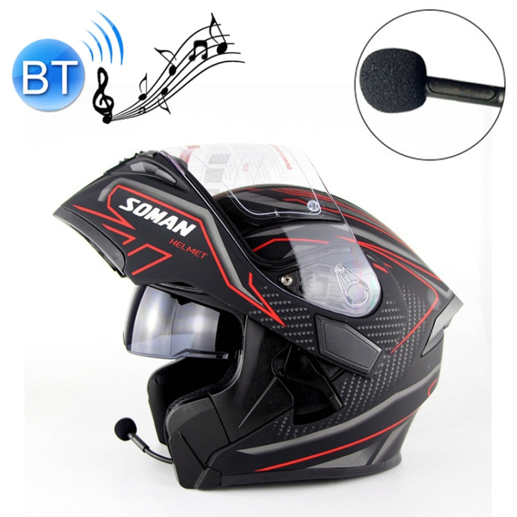Soman 955 Skyeye Motorcycle Full / Open Face Bluetooth Helmet Headset Full Face, Supports Answer / Hang Up Calls(Black Red)