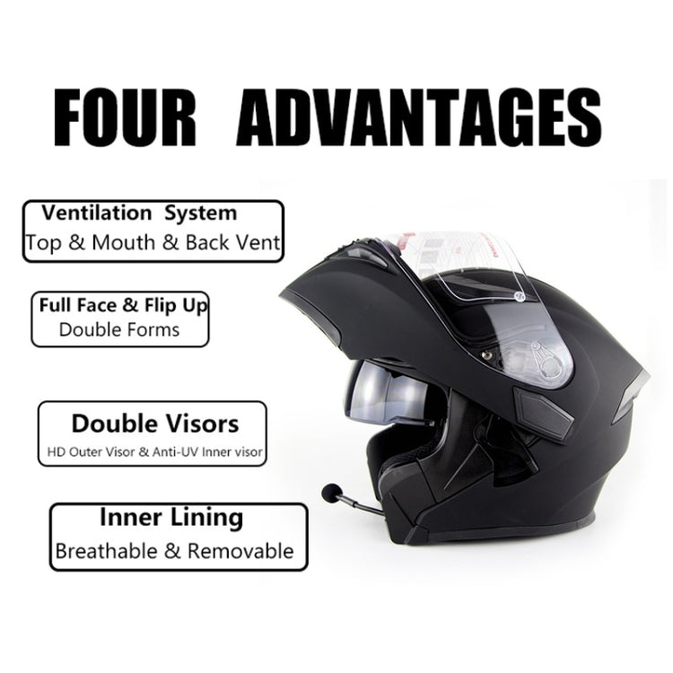 Soman 955 Skyeye Motorcycle Full / Open Face Bluetooth Helmet Headset Full Face, Supports Answer / Hang Up Calls(Matte Black)