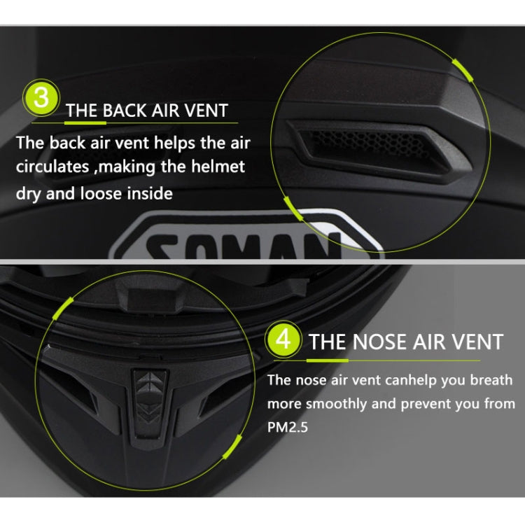 Soman 955 Skyeye Motorcycle Full / Open Face Bluetooth Helmet Headset Full Face, Supports Answer / Hang Up Calls(Black Red)