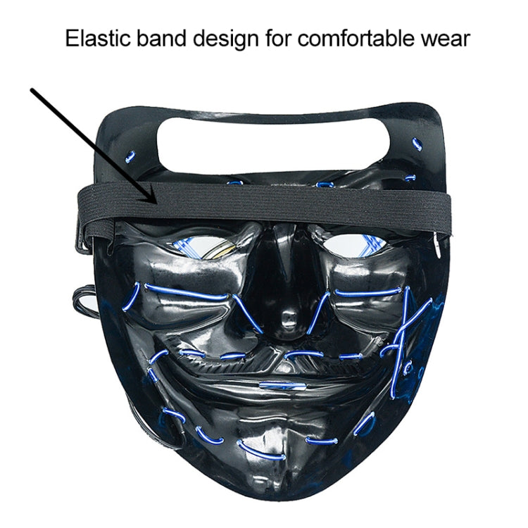 Halloween Festival Party X Face Seam Mouth Two Color LED Luminescence Mask(White Blue)