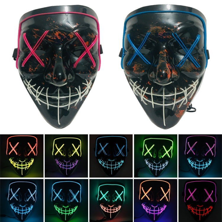 Halloween Festival Party X Face Seam Mouth Two Color LED Luminescence Mask(White Blue)