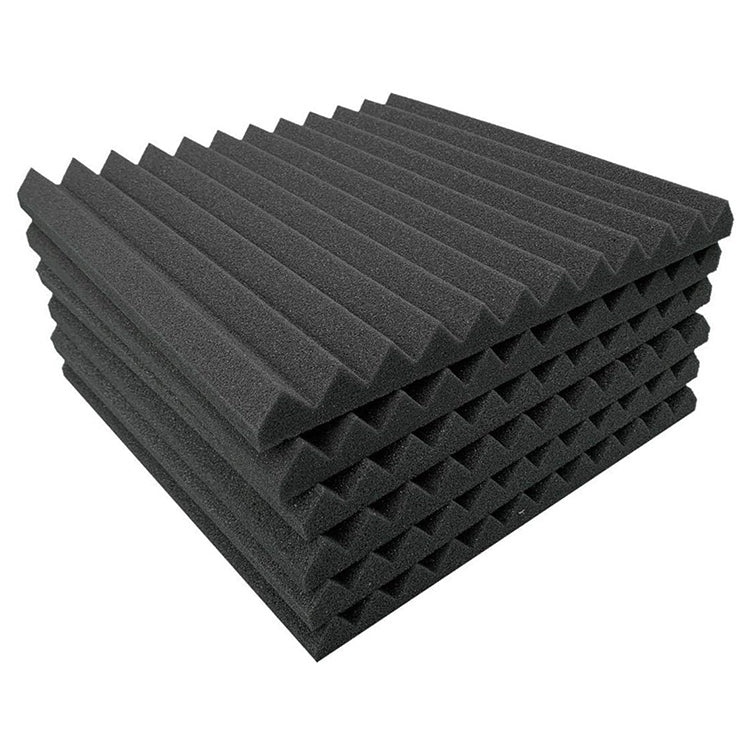 6pcs / Pack 30x30x2.5cm Triangular Groove Style Recording Studio Drum Video Room Sound Insulation Board Silencer Cotton(Black)