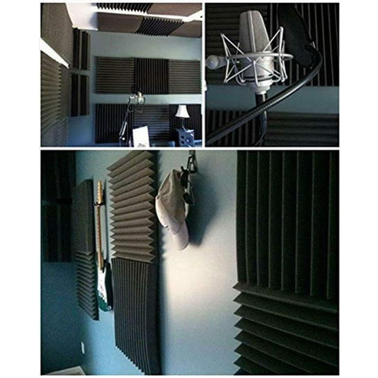 6pcs / Pack 30x30x2.5cm Triangular Groove Style Recording Studio Drum Video Room Sound Insulation Board Silencer Cotton(Blue)