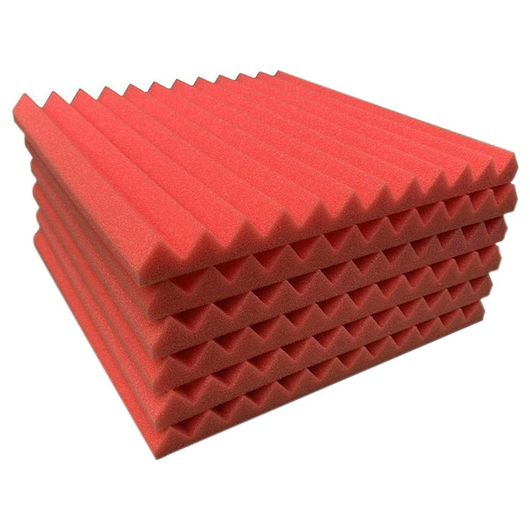 6pcs / Pack 30x30x2.5cm Triangular Groove Style Recording Studio Drum Video Room Sound Insulation Board Silencer Cotton(Red)