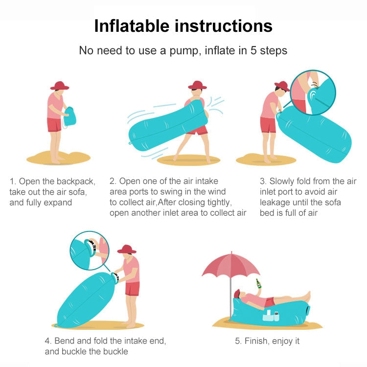 Outdoor Portable Lazy Water Inflatable Sofa Beach Grass Air Bed, Size: 200 x 70cm(Purple)
