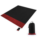 Polyester Waterproof Plaid Cloth Pocket Picnic Mat Outdoor Camping Beach Mat, Size: 2.1 x 2m(Black + Red)