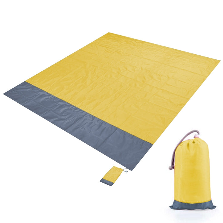 Polyester Waterproof Plaid Cloth Pocket Picnic Mat Outdoor Camping Beach Mat, Size: 2.1 x 2m(Yellow + Gray)