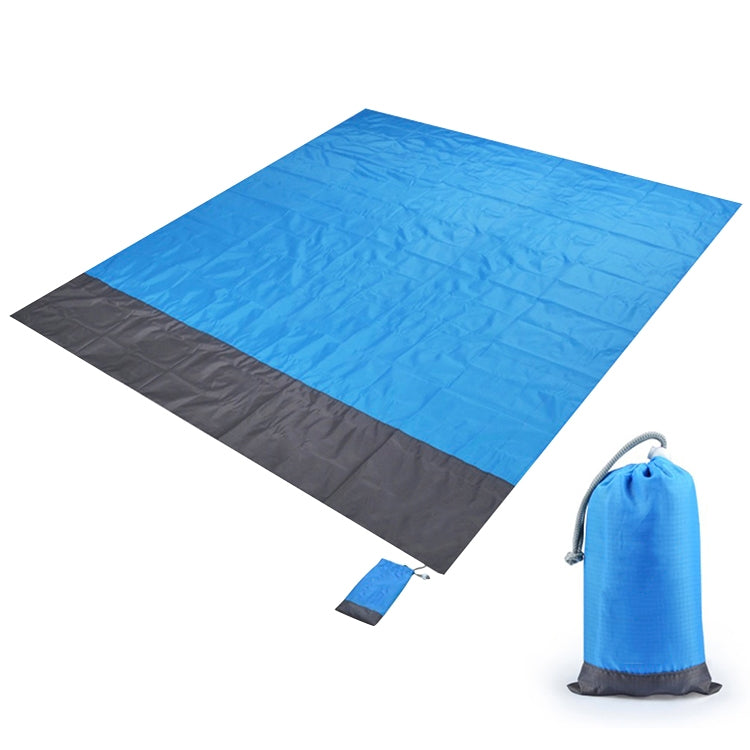 Polyester Waterproof Plaid Cloth Pocket Picnic Mat Outdoor Camping Beach Mat, Size: 2.1 x 2m(Blue + Dark Gray)