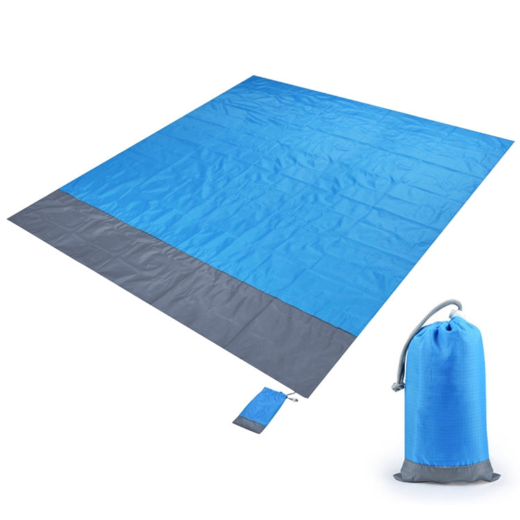 Polyester Waterproof Plaid Cloth Pocket Picnic Mat Outdoor Camping Beach Mat, Size: 2.1 x 2m(Blue + Gray)