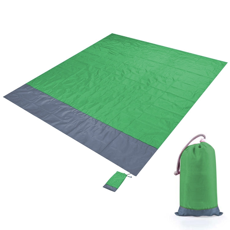Polyester Waterproof Plaid Cloth Pocket Picnic Mat Outdoor Camping Beach Mat, Size: 2.1 x 2m(Green + Gray)