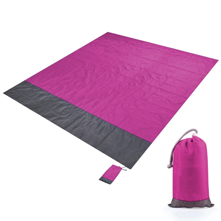 Polyester Waterproof Plaid Cloth Pocket Picnic Mat Outdoor Camping Beach Mat, Size: 2.1 x 2m(Rose Red + Dark Gray)