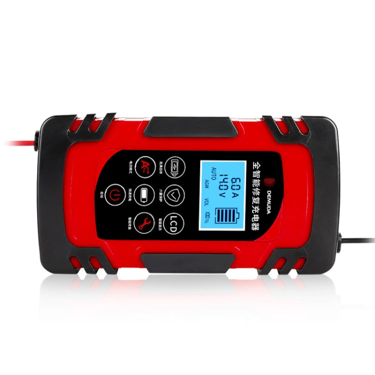 DEMUDA DC-80 Car Battery Charger 12V/24V Intelligent Pulse Repair Type Lead-acid Battery, Plug Type:JP Plug(Red)