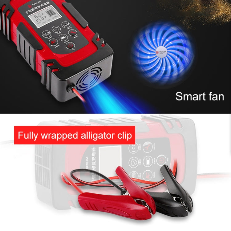 DEMUDA DC-80 Car Battery Charger 12V/24V Intelligent Pulse Repair Type Lead-acid Battery, Plug Type:JP Plug(Red)