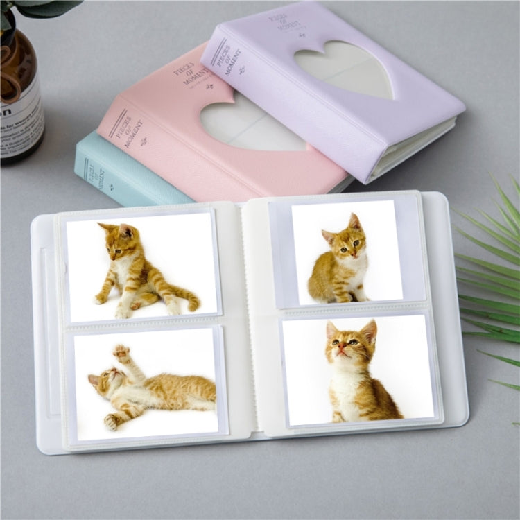 Hollow Heart 64 Pockets Photo Book Album Name Card Holder for Fujifilm Instax Mini 8 /7s /70 /25 /50s /90(Light Purple)