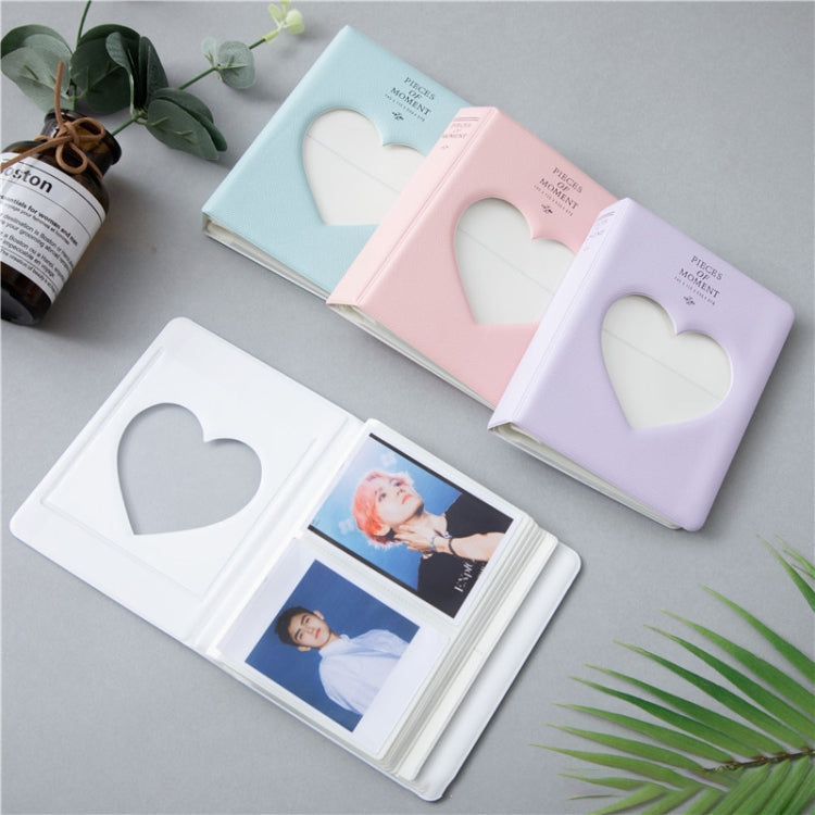 Hollow Heart 64 Pockets Photo Book Album Name Card Holder for Fujifilm Instax Mini 8 /7s /70 /25 /50s /90(Light Purple)