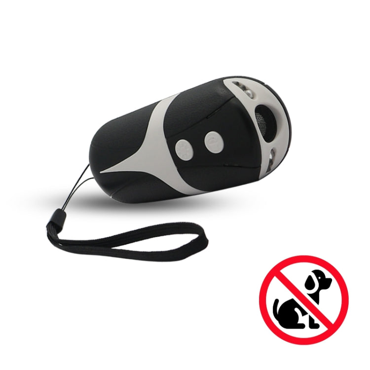 RC-534 Handheld Portable Ultrasonic Dog Repeller with LED Lights(Black + White)