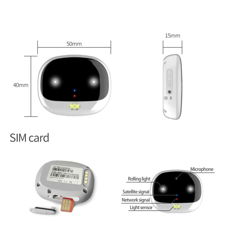 ReachFar RF-V47 IP67 Multi-function Mini GPS Pet Tracker with LED Light & Silicone Case(Black)