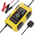 FOXSUR 10A 12V 7-segment Motorcycle / Car Smart Battery Charger, Plug Type:UK Plug(Yellow)
