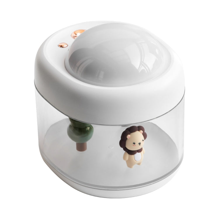 J221 Multifunctional Night Light Projection Humidifier(White Lion)