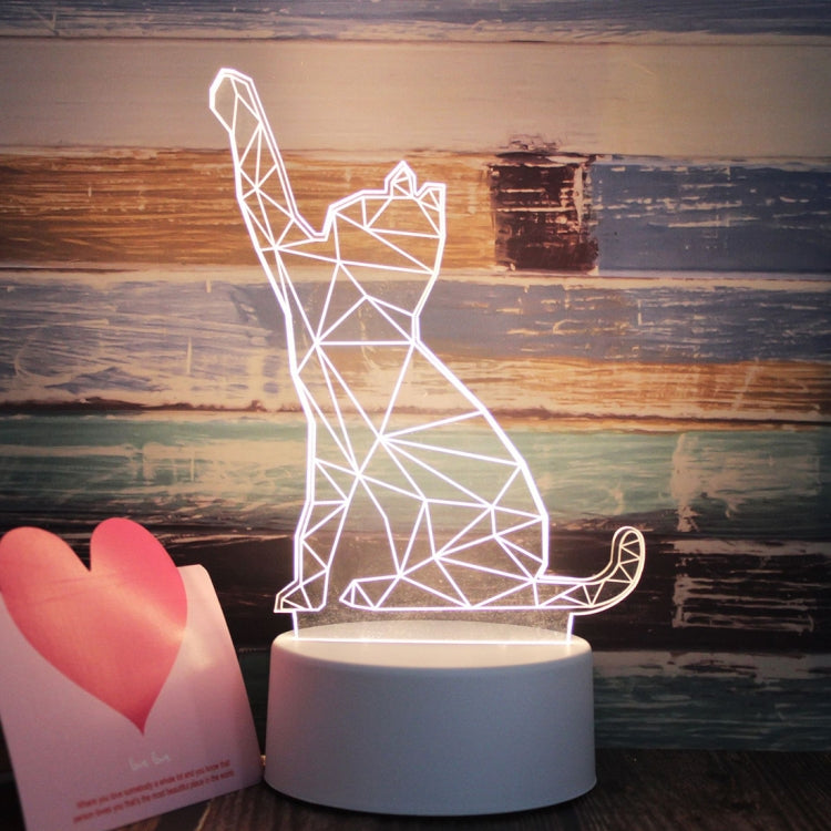 White Base Creative 3D Tricolor LED Decorative Night Light, Button Plug Version, Shape:Cat(White-Warm-Warm White)