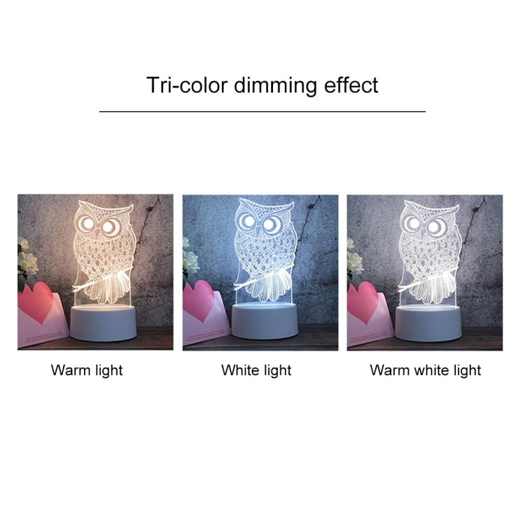 White Base Creative 3D Tricolor LED Decorative Night Light, Button Plug Version, Shape:Cat(White-Warm-Warm White)