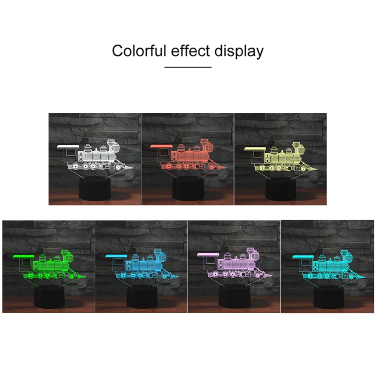 Black Base Creative 3D LED Decorative Night Light,16 Color Remote Control, Pattern:locomotive 2