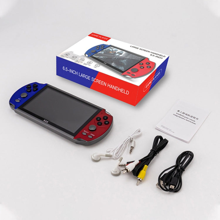 X16 6.5 inch Screen Classic Handheld Game Console with 8GB Memory(Blue+Red)