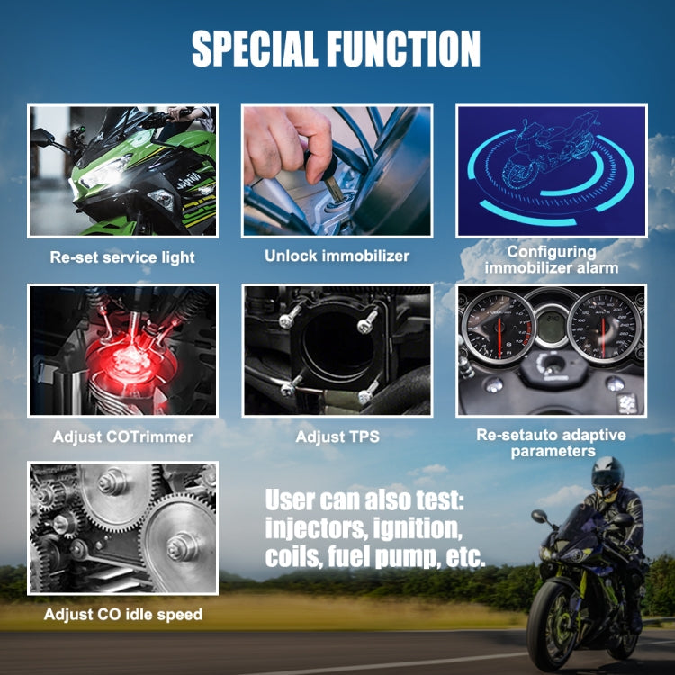 JDiag M100 PRO Intelligent Motorcycle Electronic Fuel Injection System Diagnostic Instrument, Fully Equipped Version(Black)