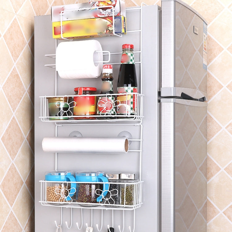 Multi-layer Fridge Storage Rack Side Shelf Sidewall Holder Multi-function Kitchen Organizer Household, Size:Sun Flower Rack