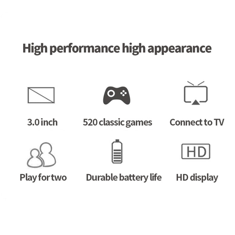 S8 3.0 inch Screen Classic Handheld Game Console Built-in 520 Games(Black)