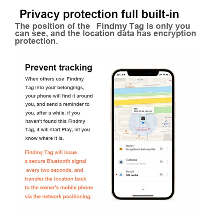 Findmy Tag Square Smart Bluetooth Anti- lost Alarm Locator Tracker(Black)