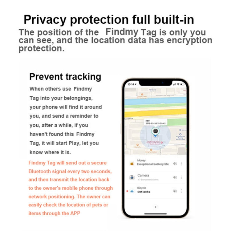 Findmy Tag Special Shape Smart Bluetooth Anti- lost Alarm Locator Tracker(White)