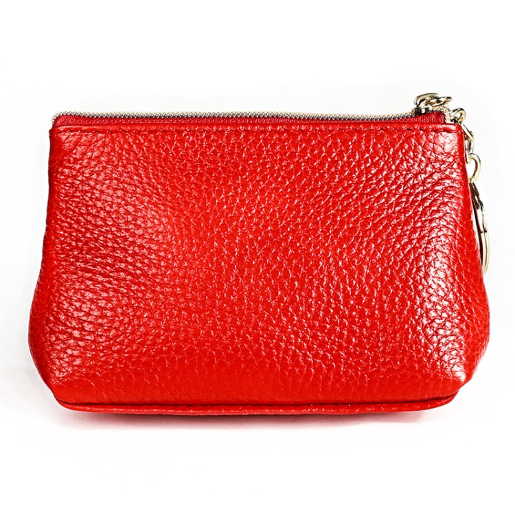 2017 Litchi Texture Genuine Leather Hand Held Small Wallet for Ladies(Red)