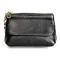 2017 Litchi Texture Genuine Leather Hand Held Small Wallet for Ladies(Black)