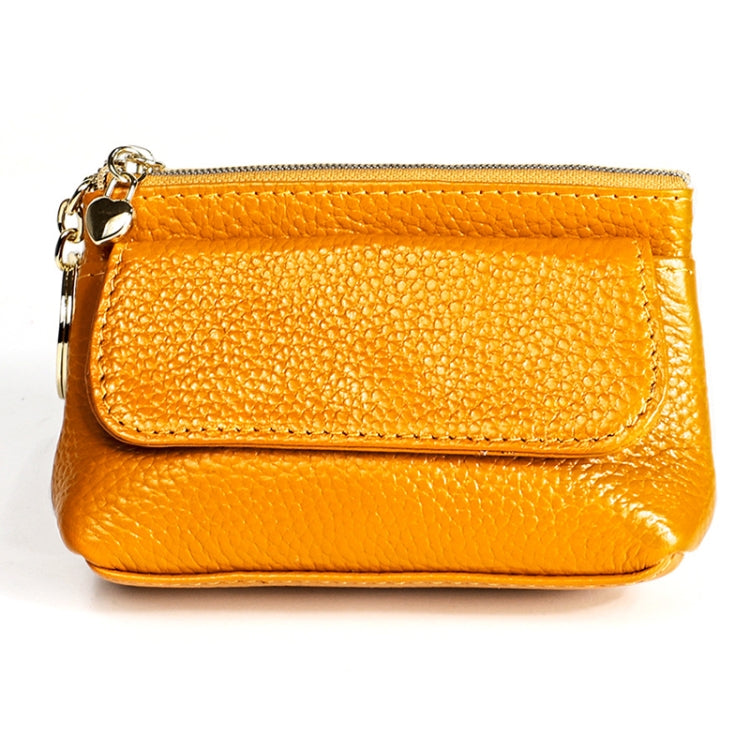 2017 Litchi Texture Genuine Leather Hand Held Small Wallet for Ladies(Yellow)