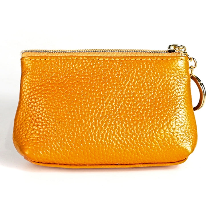 2017 Litchi Texture Genuine Leather Hand Held Small Wallet for Ladies(Yellow)