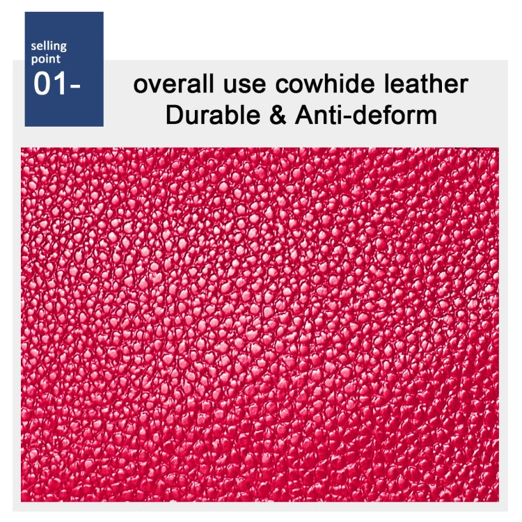 2017 Litchi Texture Genuine Leather Hand Held Small Wallet for Ladies(Rose Red)