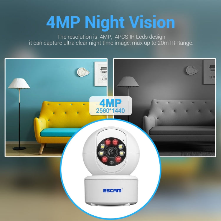 ESCAM QF005 4MP Indoor HD WiFi Pan-tilt Camera, Support Motion Detection / Two-way Audio / Night Vision(US Plug)