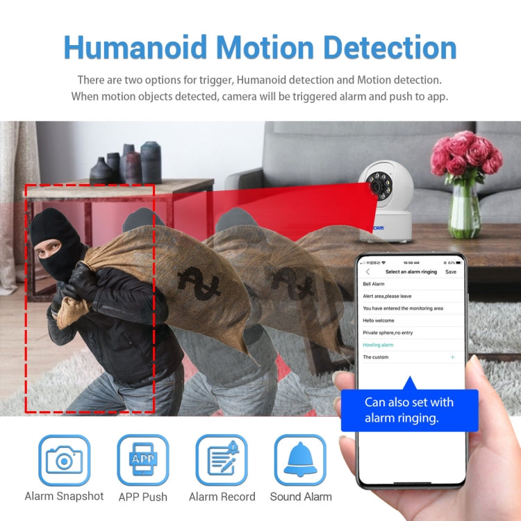 ESCAM QF005 4MP Indoor HD WiFi Pan-tilt Camera, Support Motion Detection / Two-way Audio / Night Vision(EU Plug)