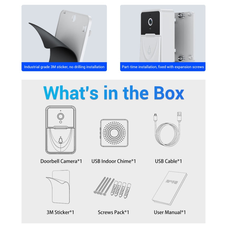 ESCAM X3 Smart Doorbell Camera Support Mobile APP & Two-way Voice & Cloud Storage