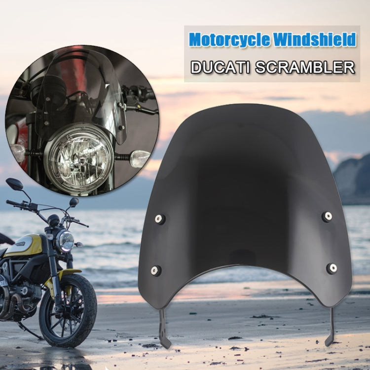 XRL-DF-7654 Motorcycle Headlight Retro Windshield for DUCATI(Black)