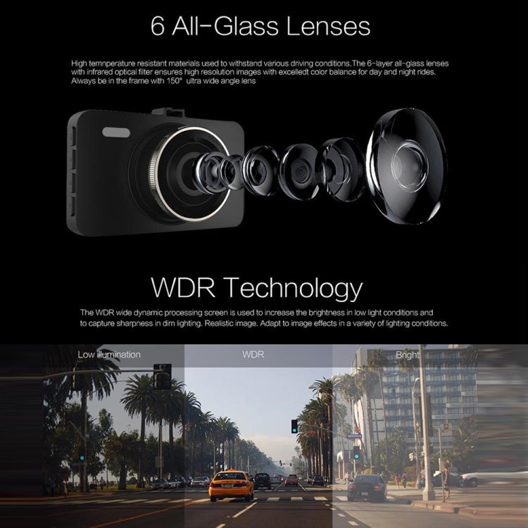 Anytek A78 3 inch Car 1080P HD 170 Degrees Night Vision Driving Recorder