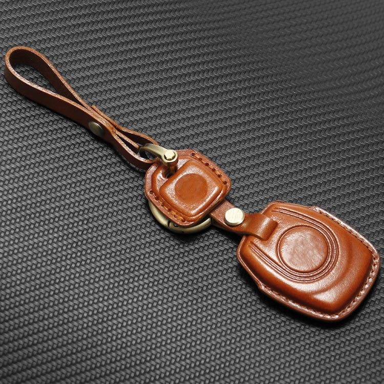 HP-A009 Motorcycle Cowhide Leather Induction Key Protective Cover for Harley Sportster S(Brown)