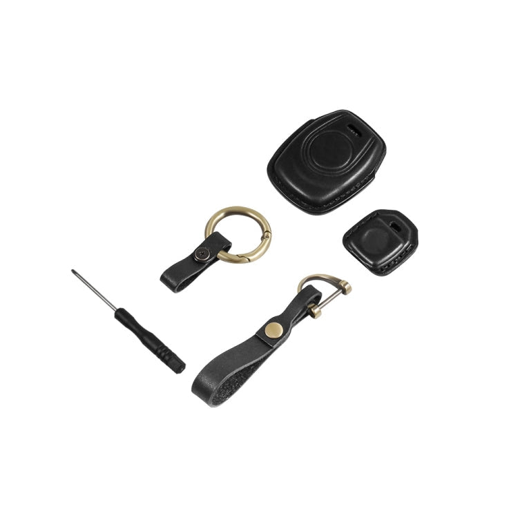 HP-A009 Motorcycle Cowhide Leather Induction Key Protective Cover for Harley Sportster S(Black)