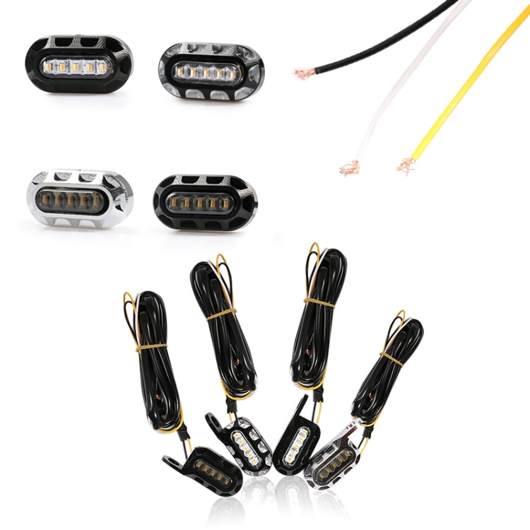 HP-Z058 Motorcycle Modified Rearview Mirror LED Turn Signal Light for Harley Sportsters XL 883 / 1200(Black White)