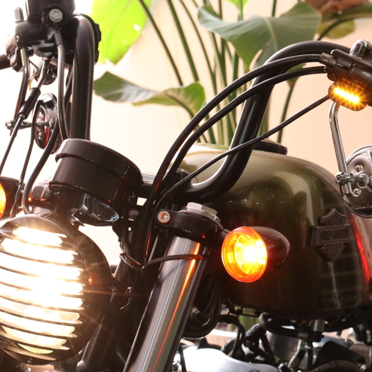 HP-Z058 Motorcycle Modified Rearview Mirror LED Turn Signal Light for Harley Sportsters XL 883 / 1200(Electroplating Black)