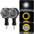 2 PCS PE-ZSD-174 Motorcycle Flashing Rotation Mode LED Two-color Modified Round Turn Signal Light(Yellow + White Light)