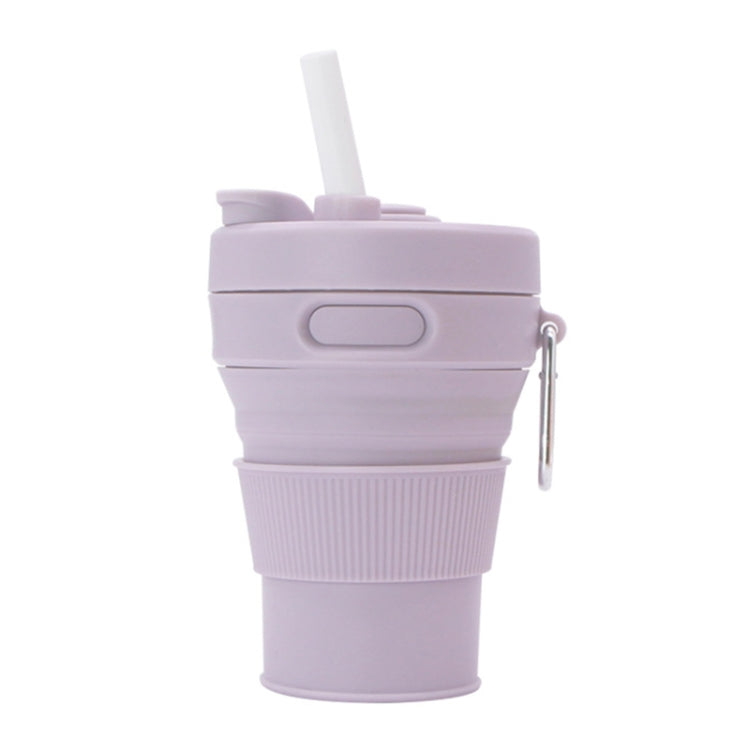 350ML Folding Portable Silicone Telescopic Drinking Coffee Cup Multi-function Silica Cup Travel(Purple)
