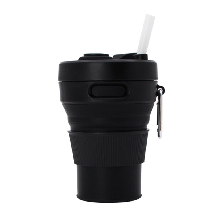 350ML Folding Portable Silicone Telescopic Drinking Coffee Cup Multi-function Silica Cup Travel(Black)